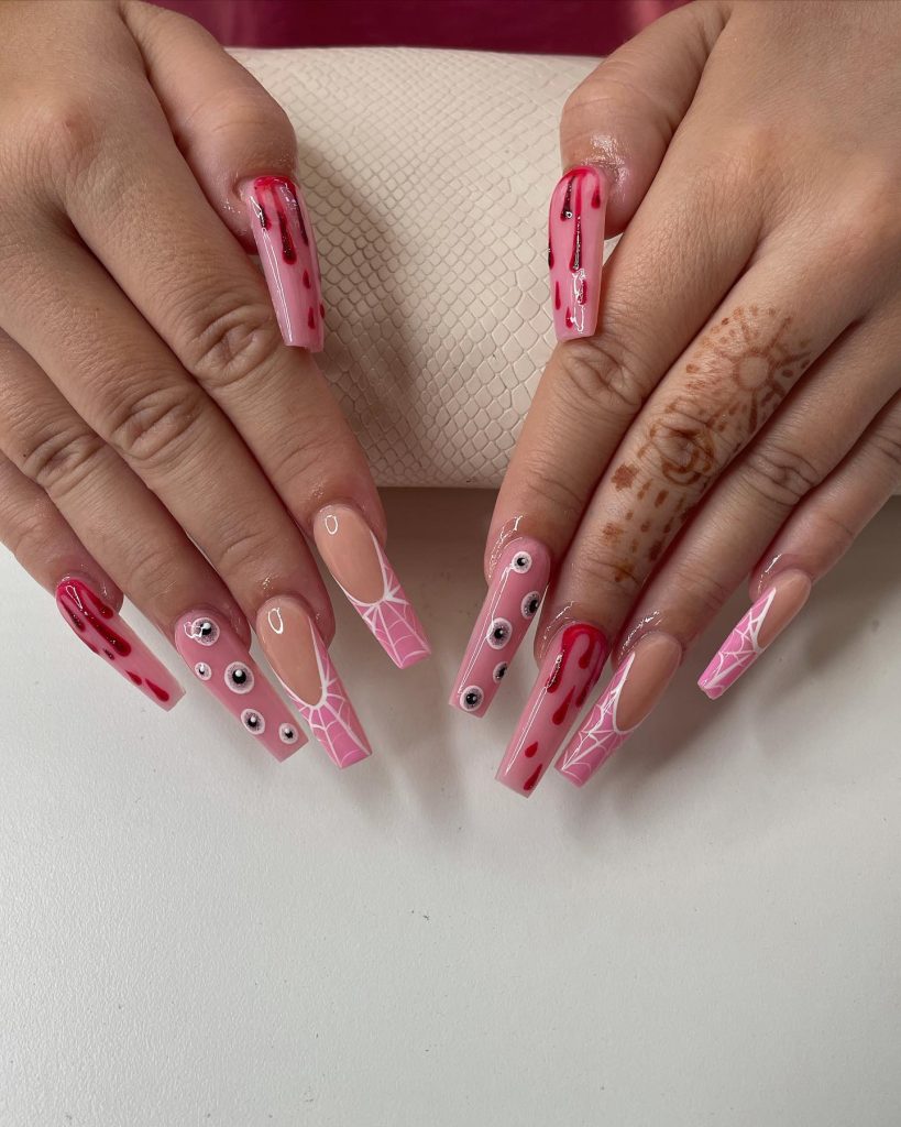 pink hallowen nails