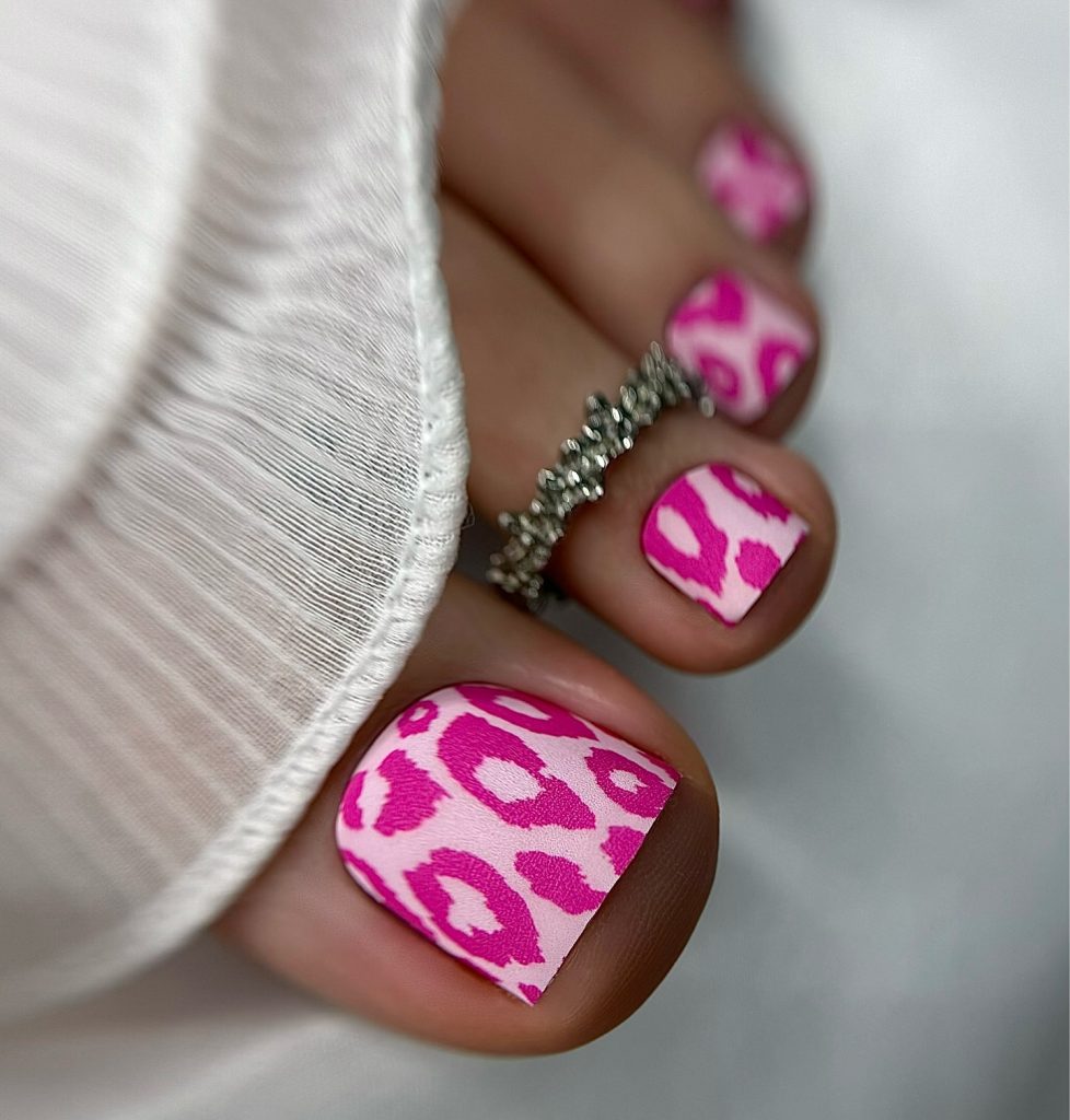 printed pink toe nails