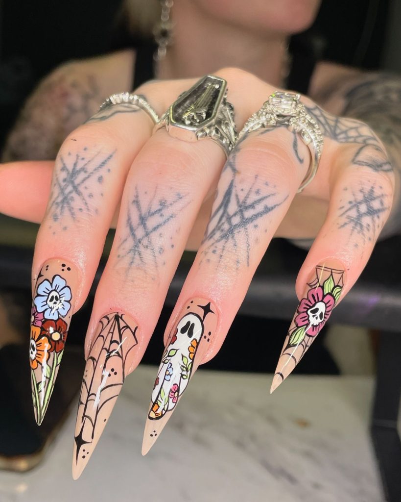 spring hallowen nails