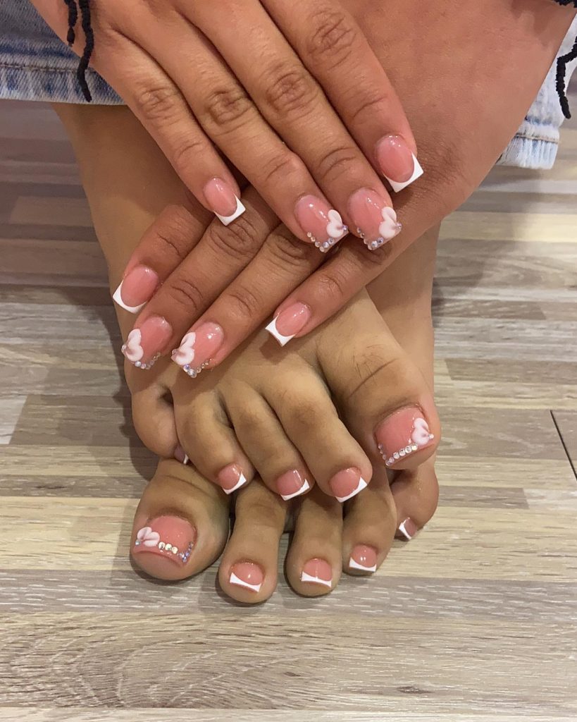 white hand toe nails