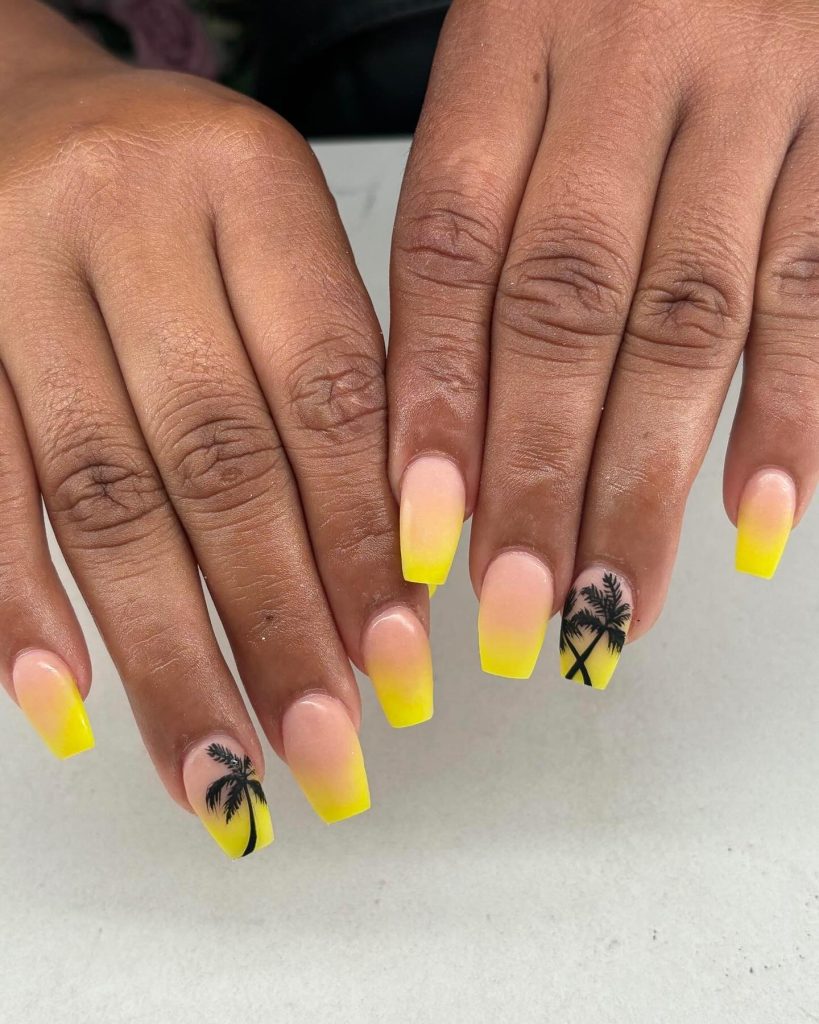 yellow beach nails