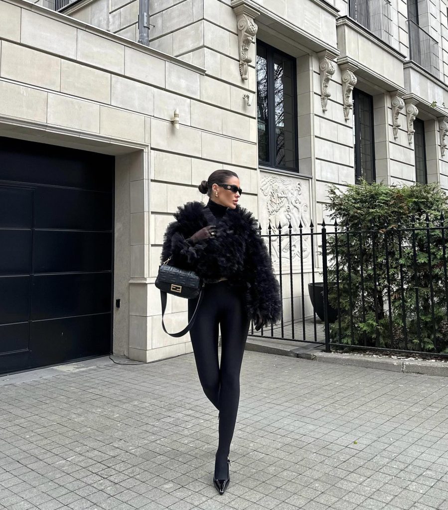 BLACK FLUFFY FEATHER JACKET