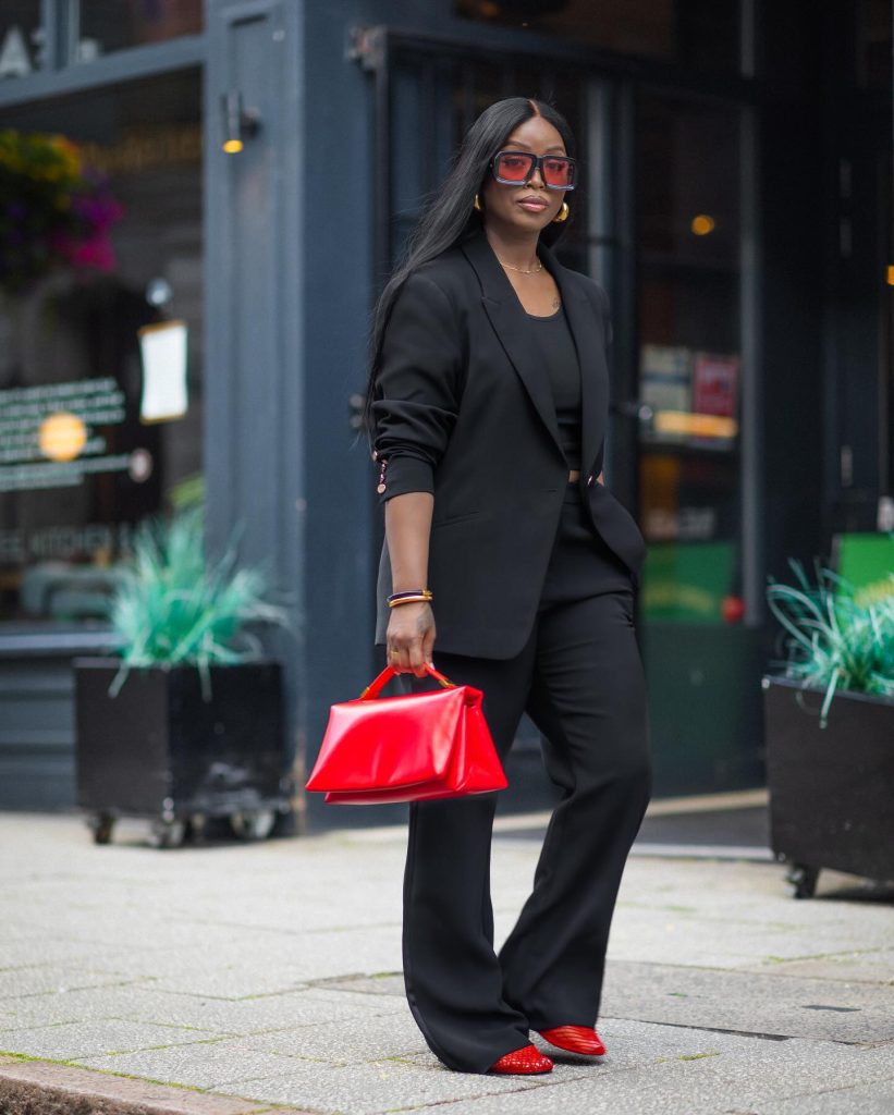 Black Peak Collar Blazer & Pants Set