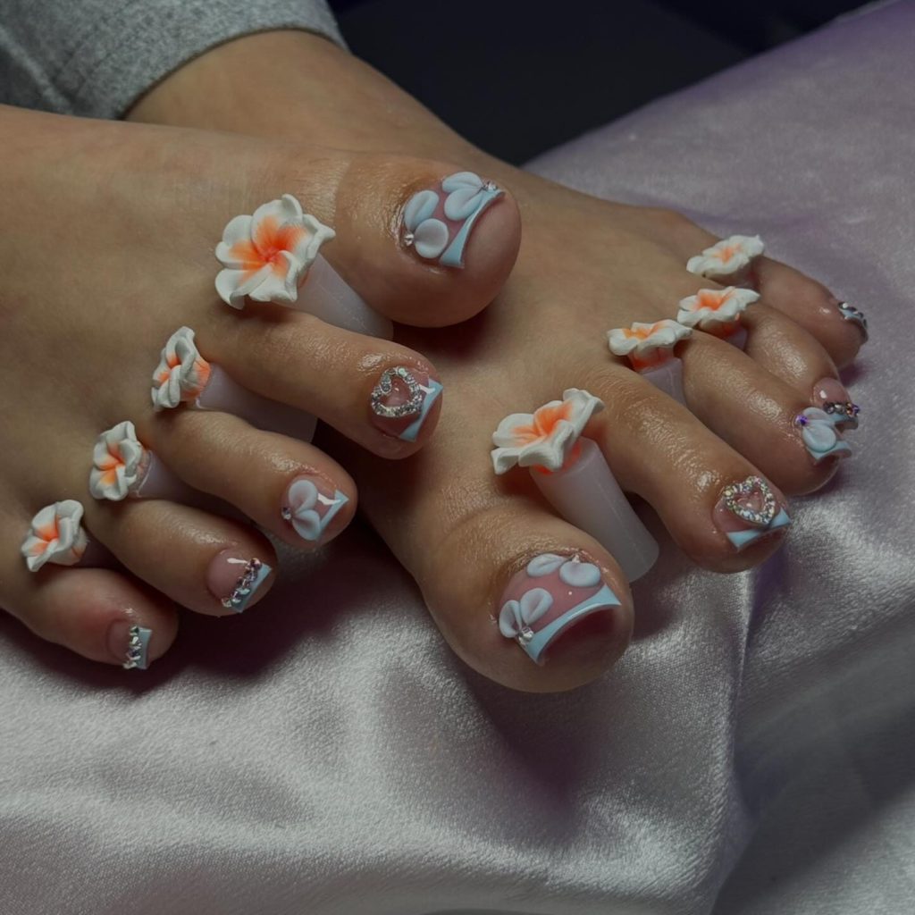 acrylic white toe nails