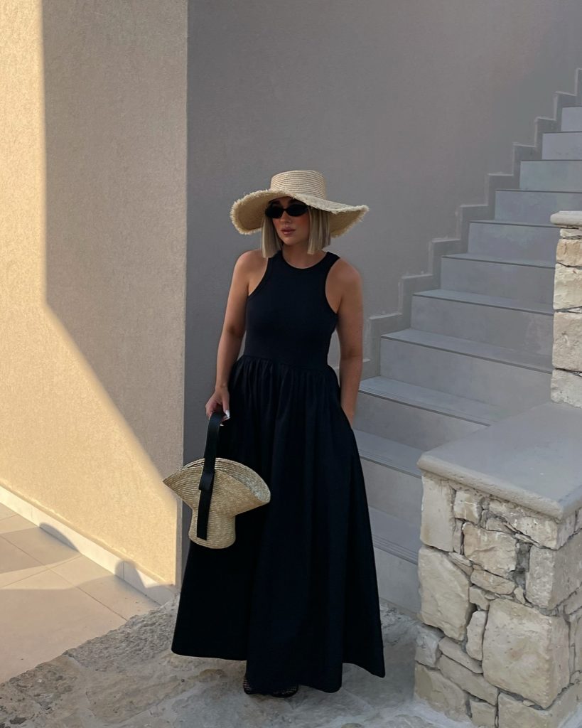black sleeveless maxi dress