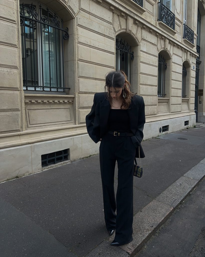 black slim satin trouser
