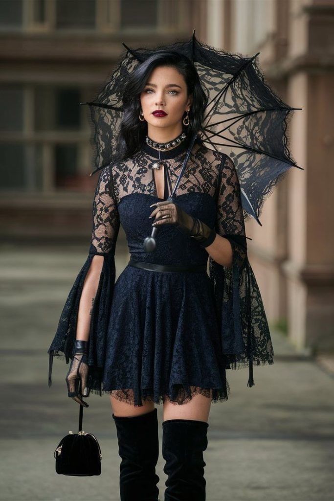 gothic dark lace solo halloween dress