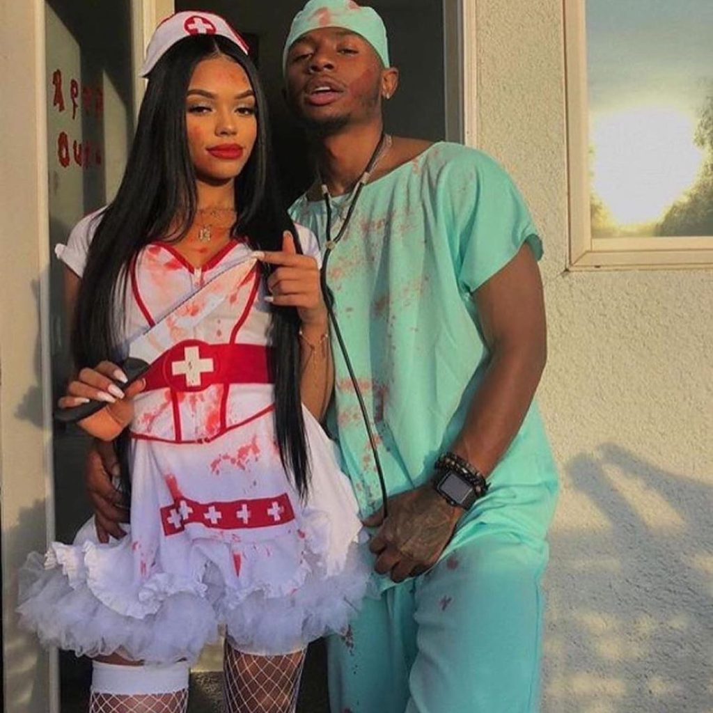 nurse style halloween couple costumes