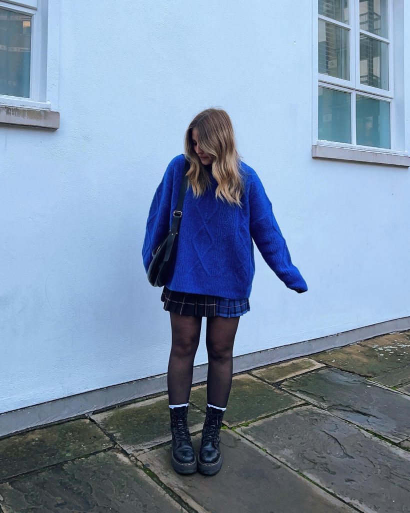 blue fall outfit