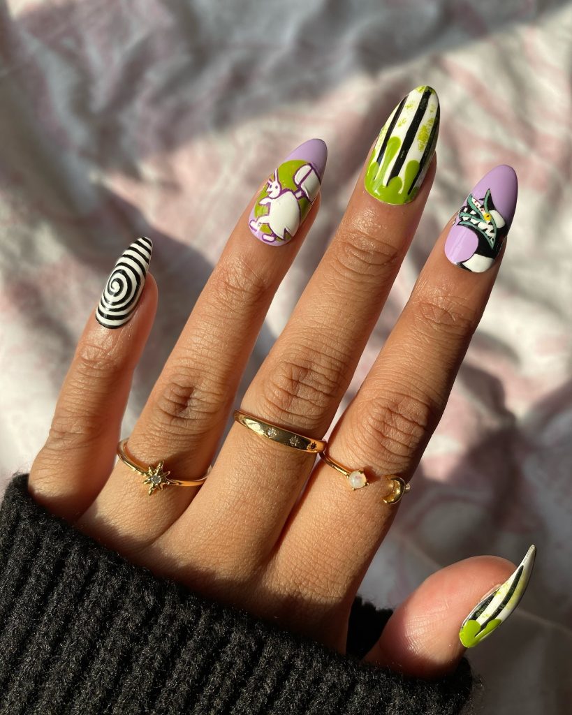 cute beetlejuice nails
