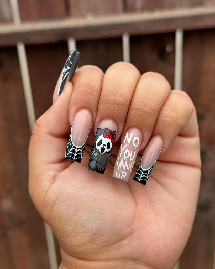 ghostface spooky halloween nails