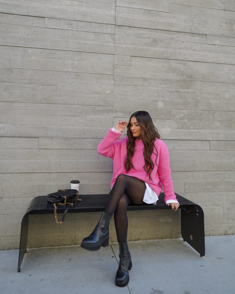 pink fall outfit