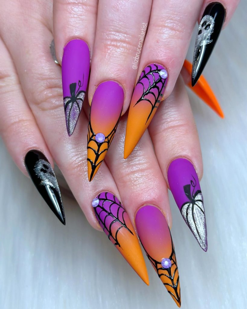 sharp spooky halloween nails