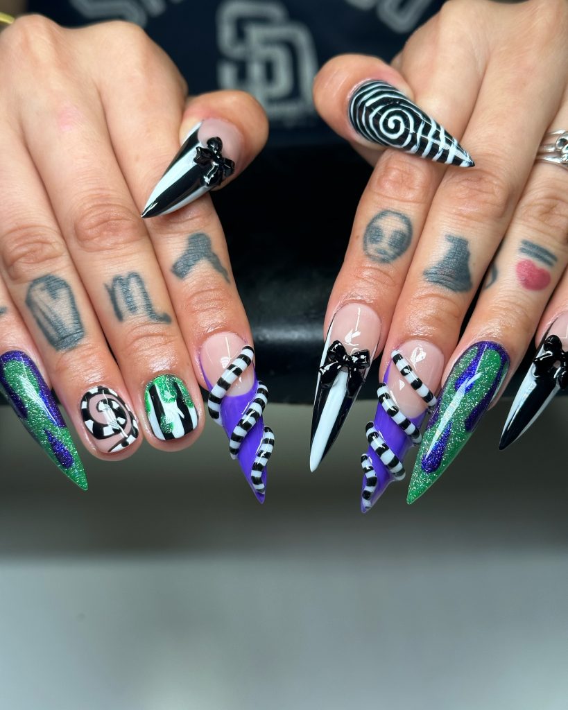 spring beetlejuice nails