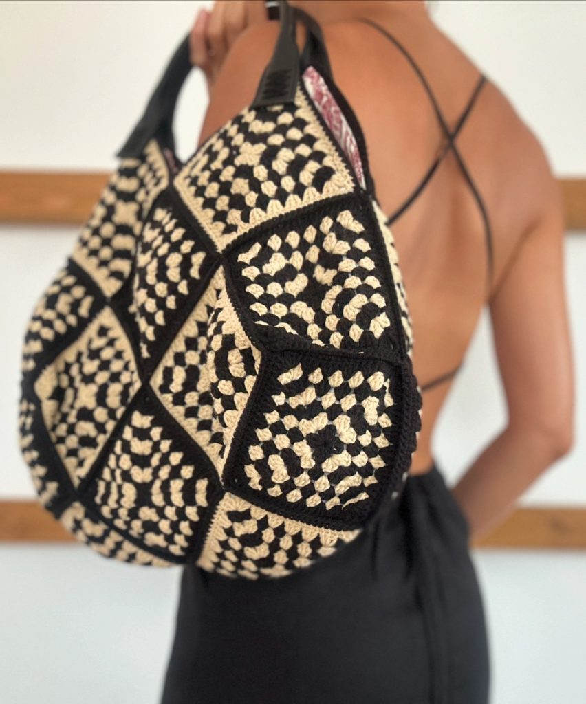 black crochet bag
