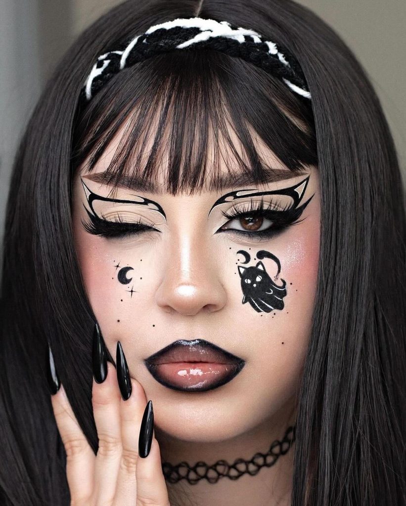 black halloween makeup look