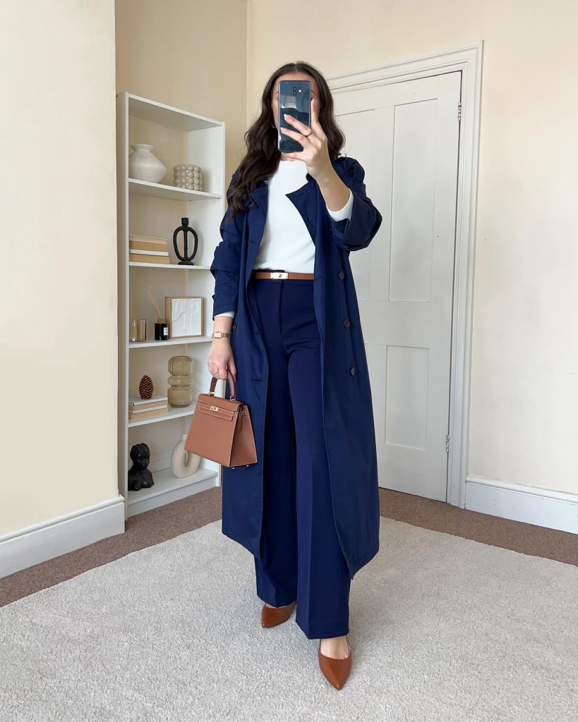 blue trench coat