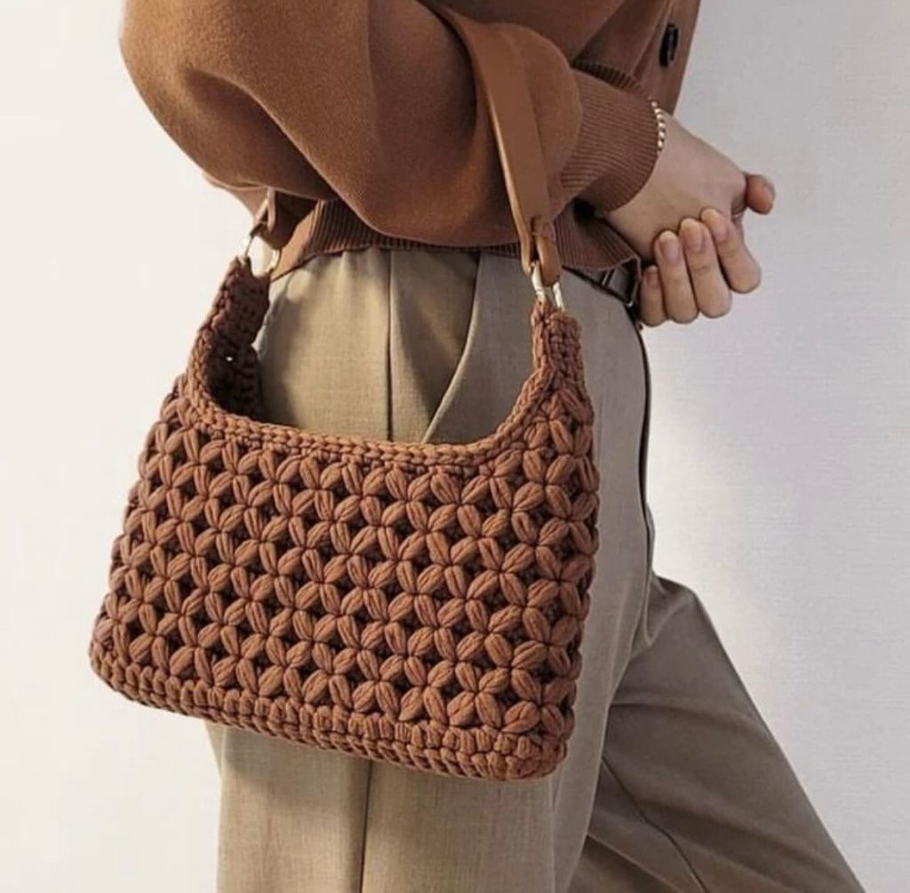 brown crochet bag