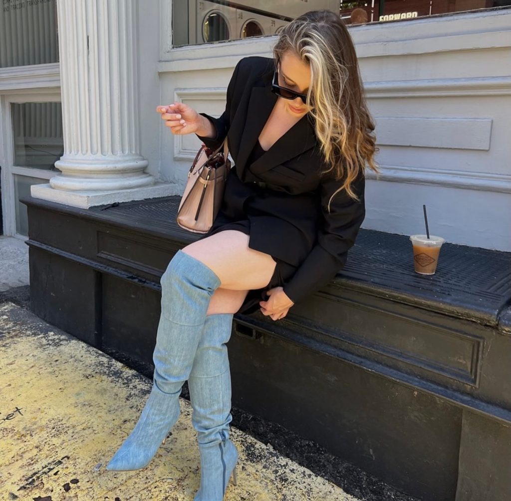 classy dress with high boots
