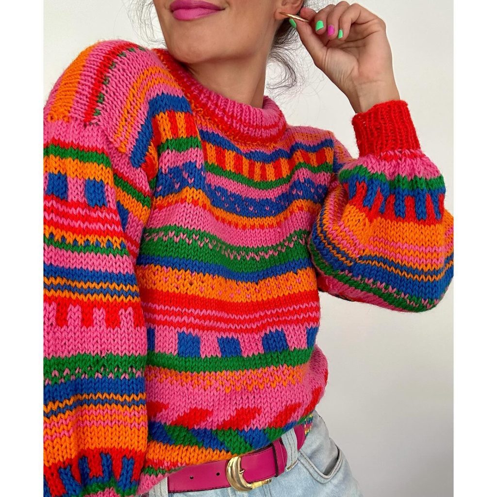 colorful crochet sweater
