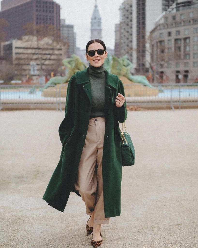 green trench coat