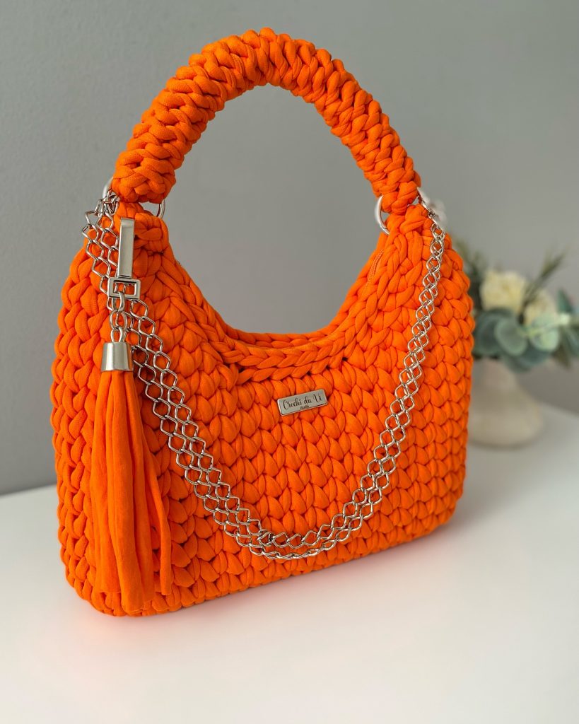 orange crochet bag