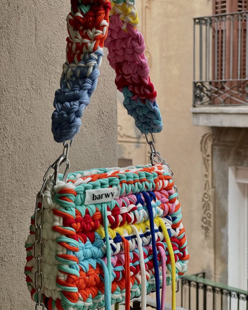 rainbow crochet bag