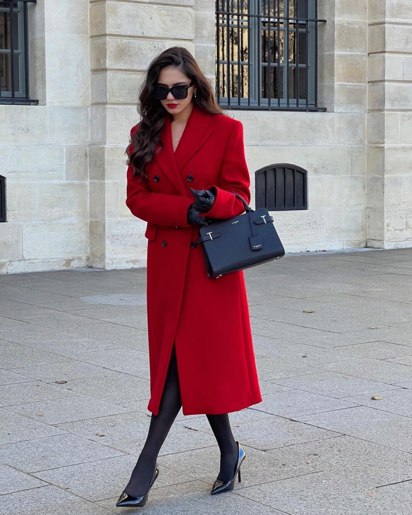 red winter outfit