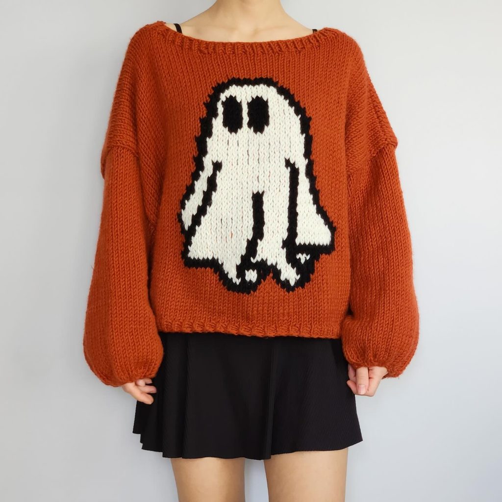 rust crochet sweater