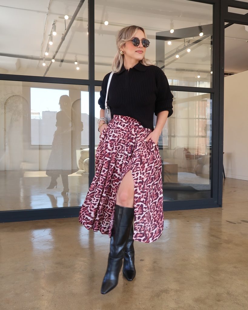 skirt with high boots