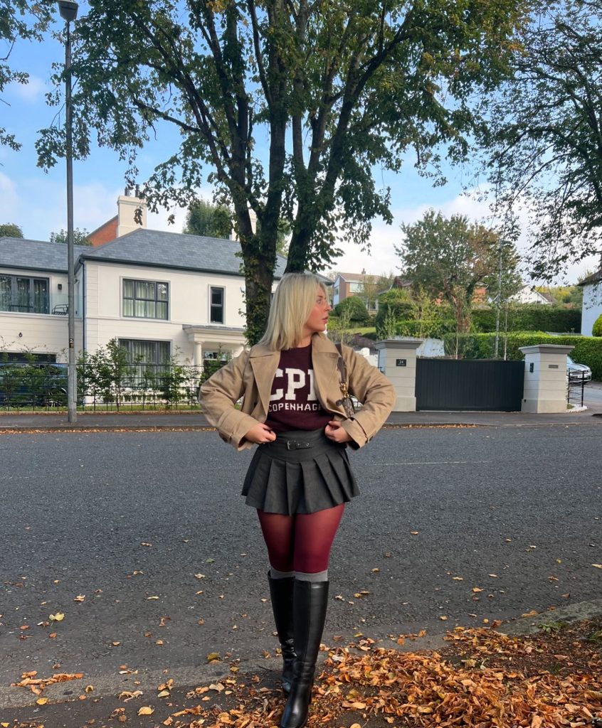 trendy dress with high boots
