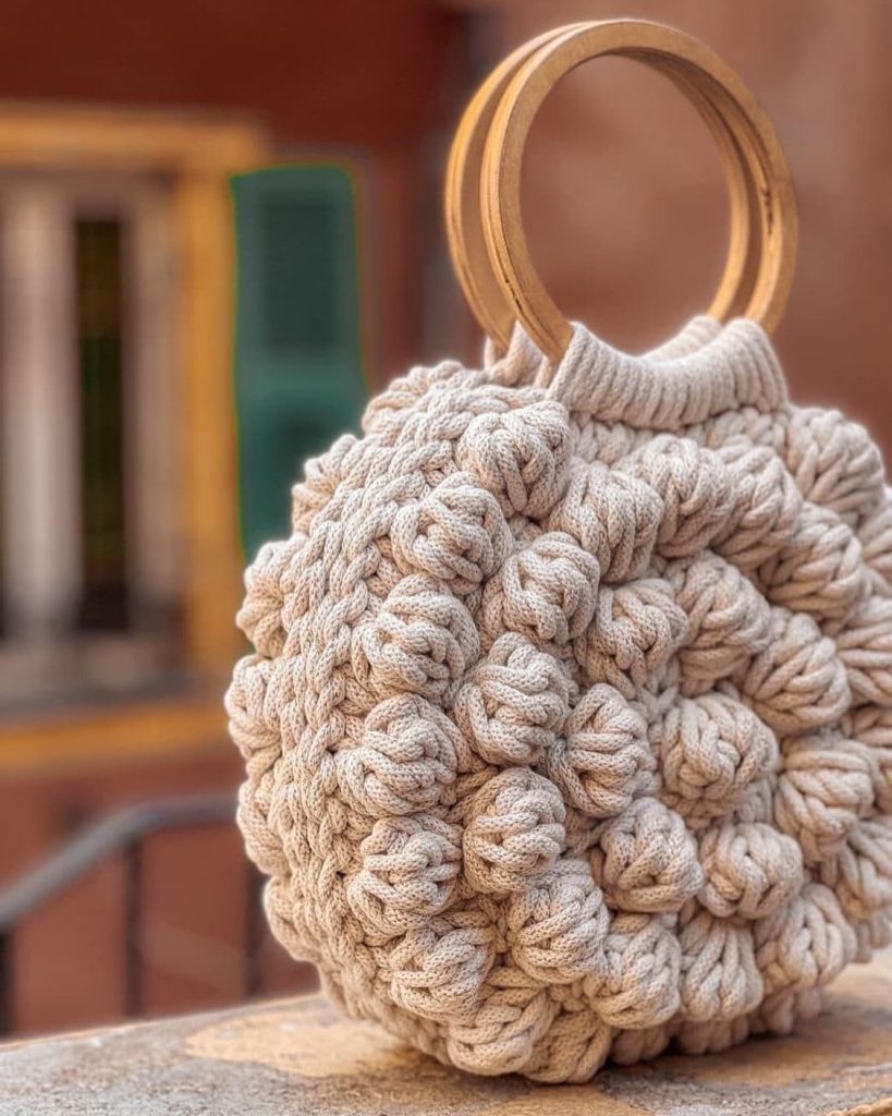 white crochet bag