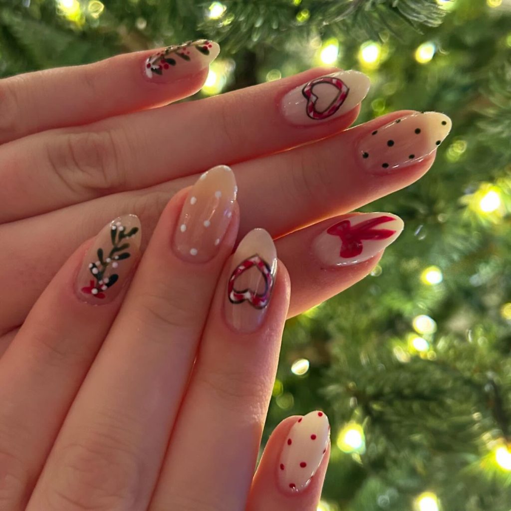 almond christmas nails