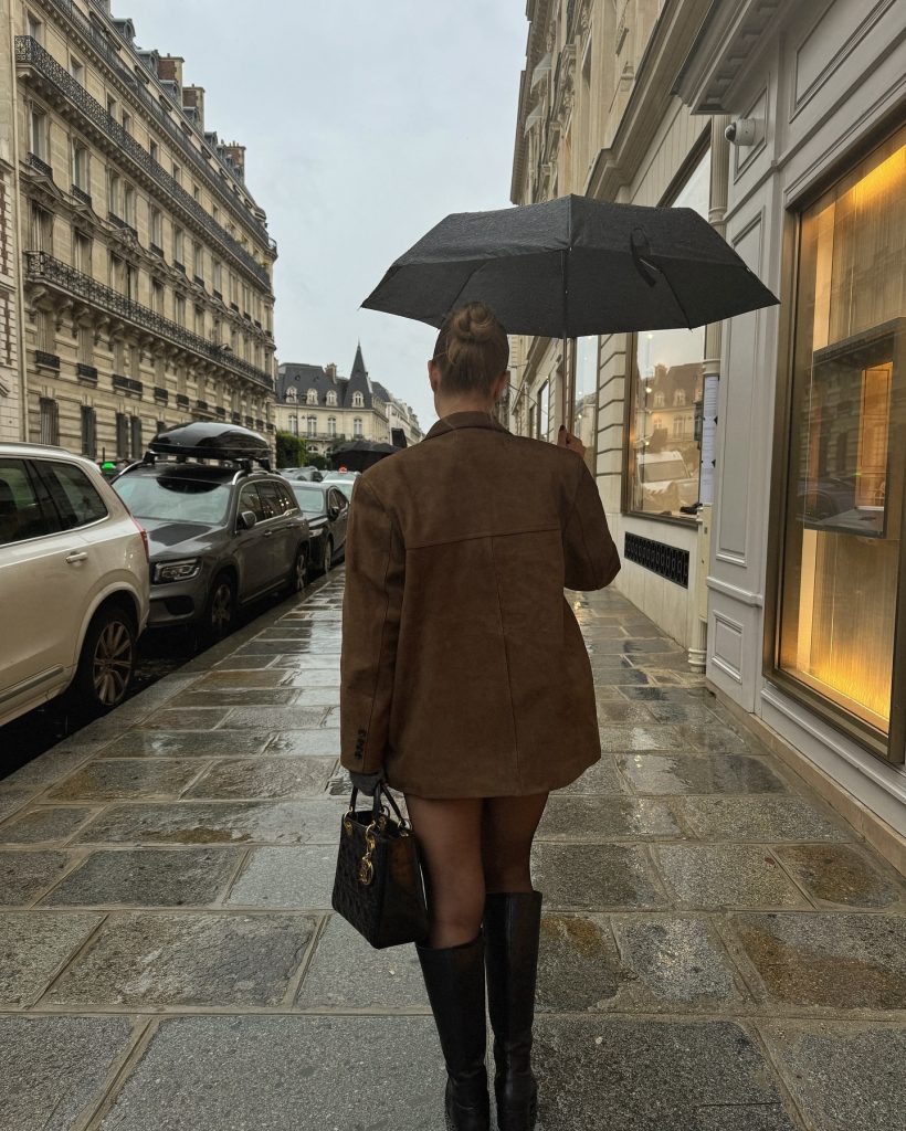 brown rainyday outfit