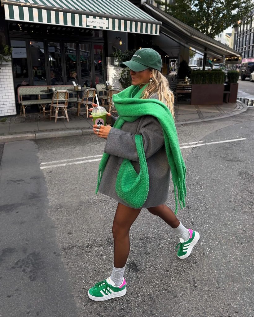 green winter women outfit
