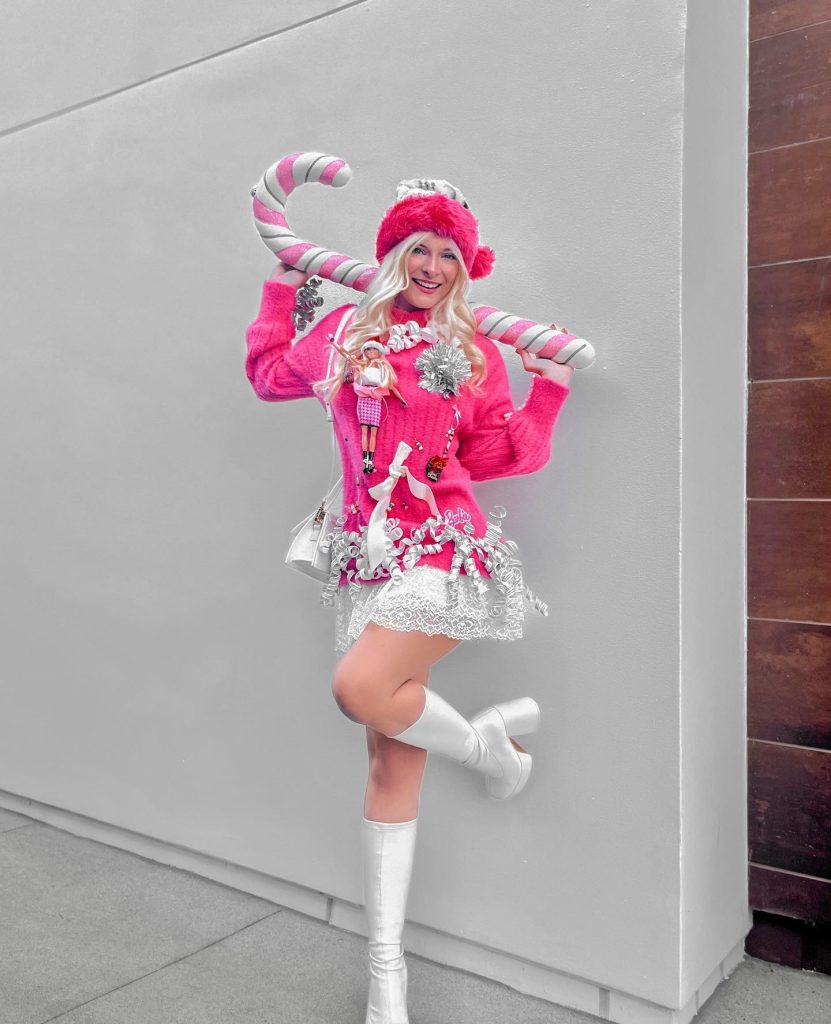 pink christmas ugly sweater