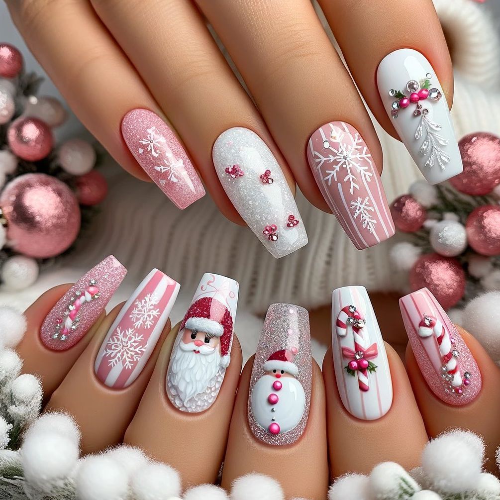 santa christmas nails