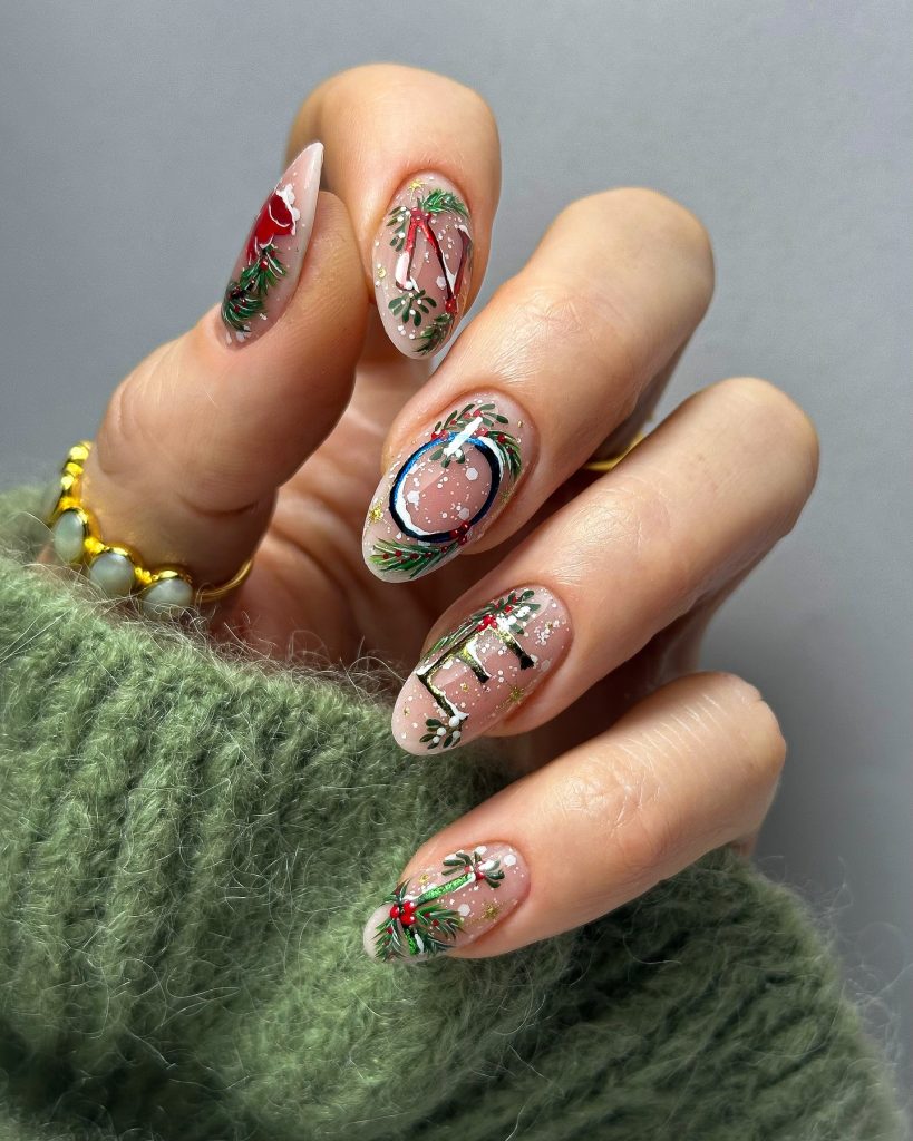shiney christmas nails