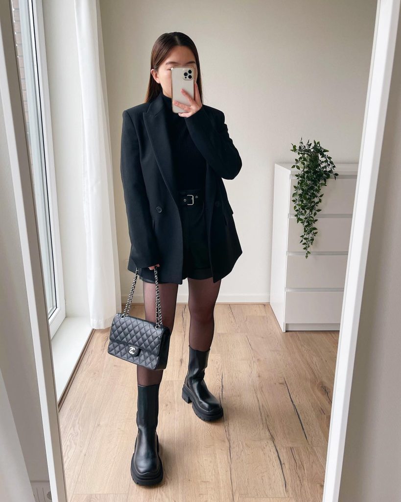 trendy black blazer outfit