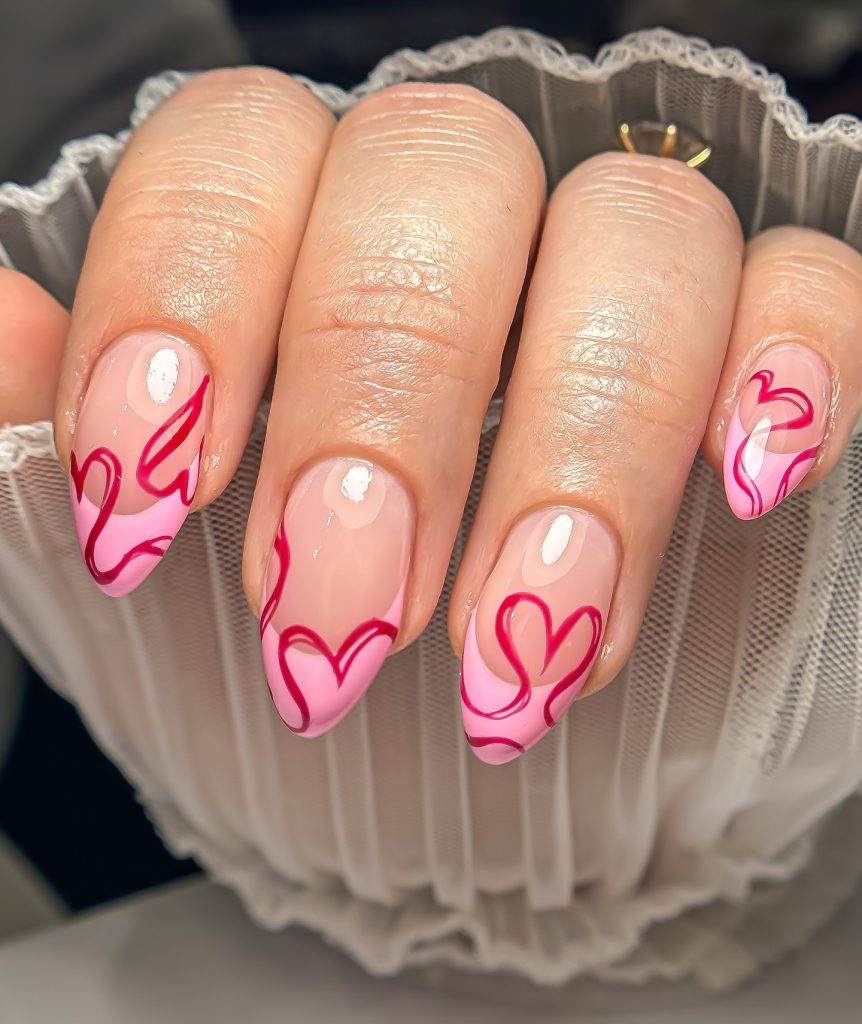 abstract valentine nails