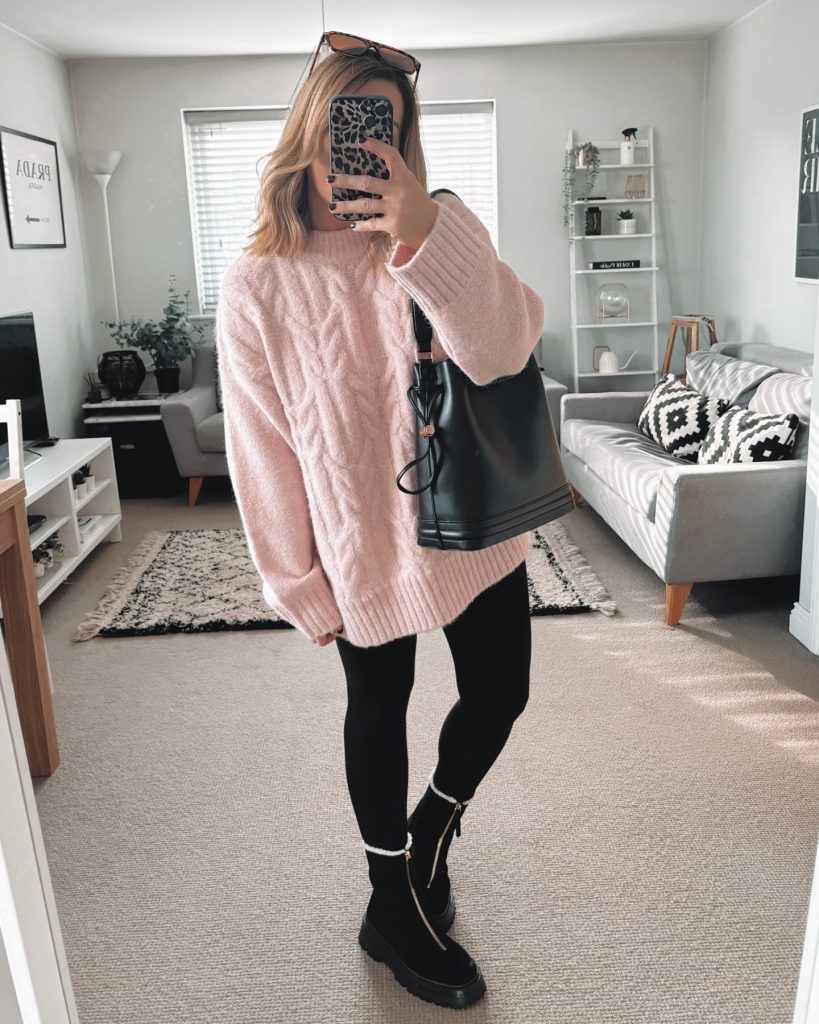 babypink winter legging outfit