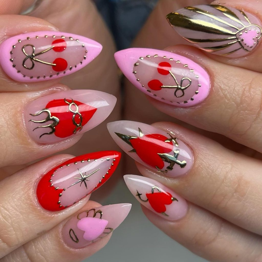 chrome valentine nails