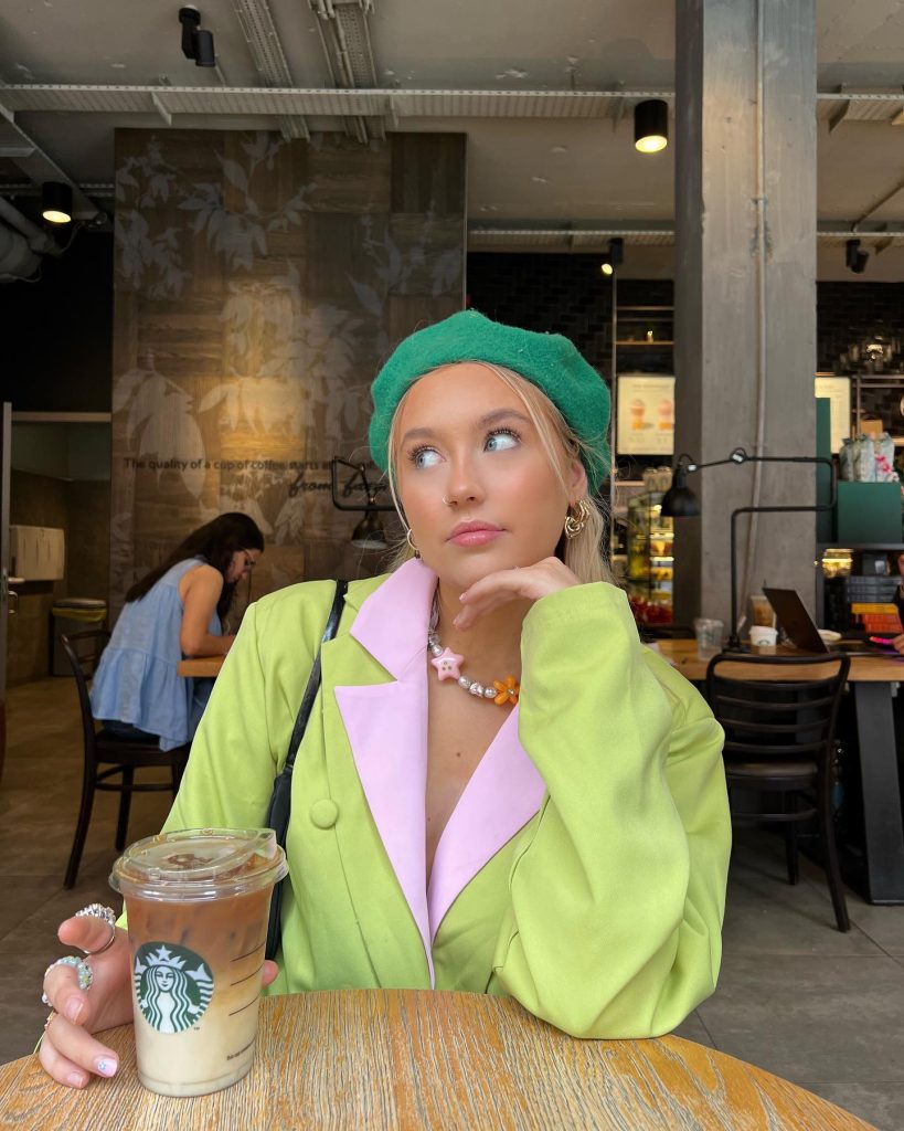 colorful coffee date outfit