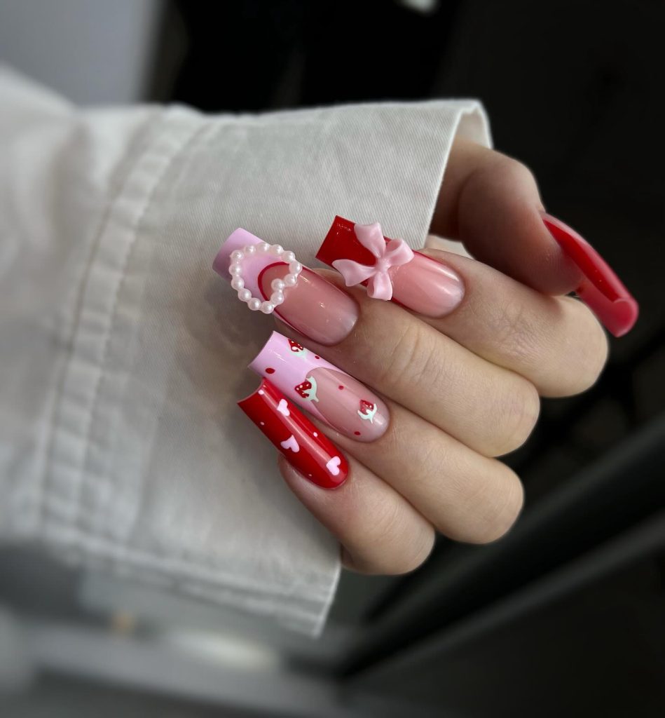 gel valentine nails