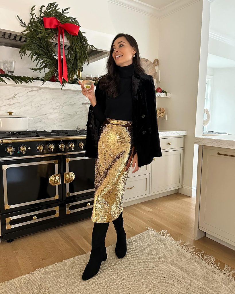 golden christmas sequin skirt