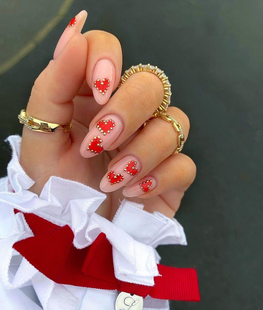 heart valentine nails