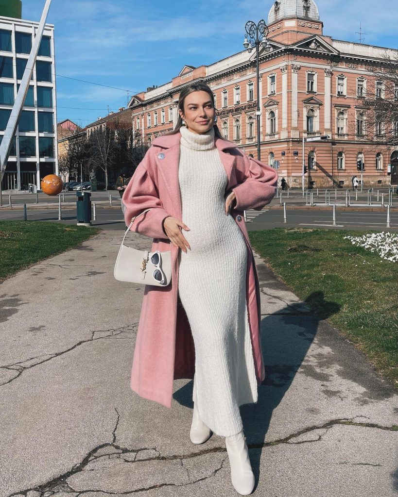 highneck cute maternity outfit