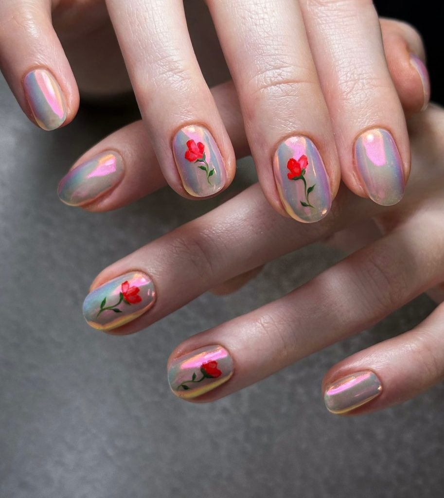 rose valentine nails
