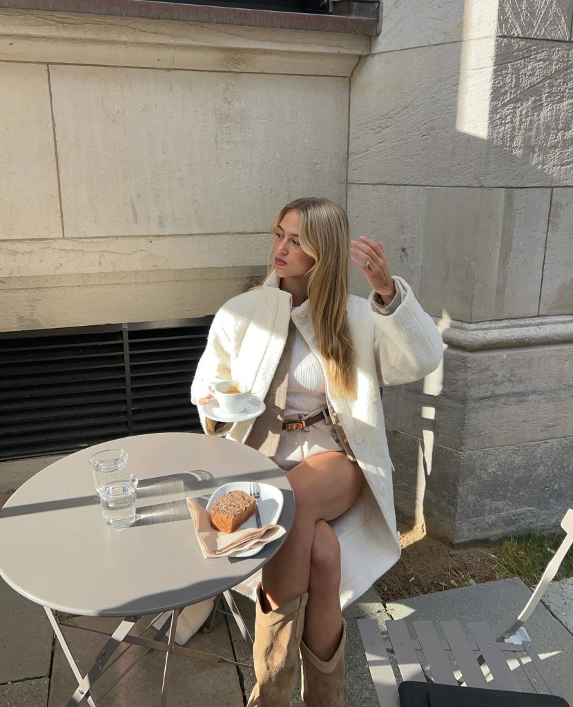 white coffee date outfit