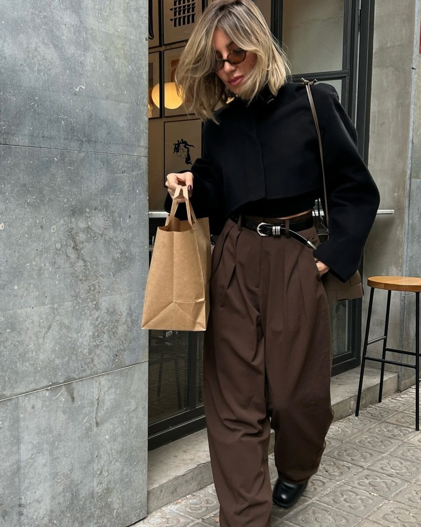 classic satin pant outfit